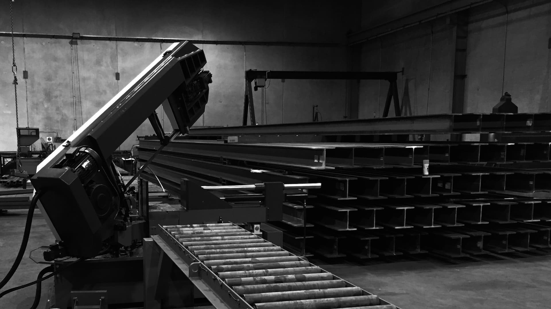 Bandsaw in a fabrication workshop