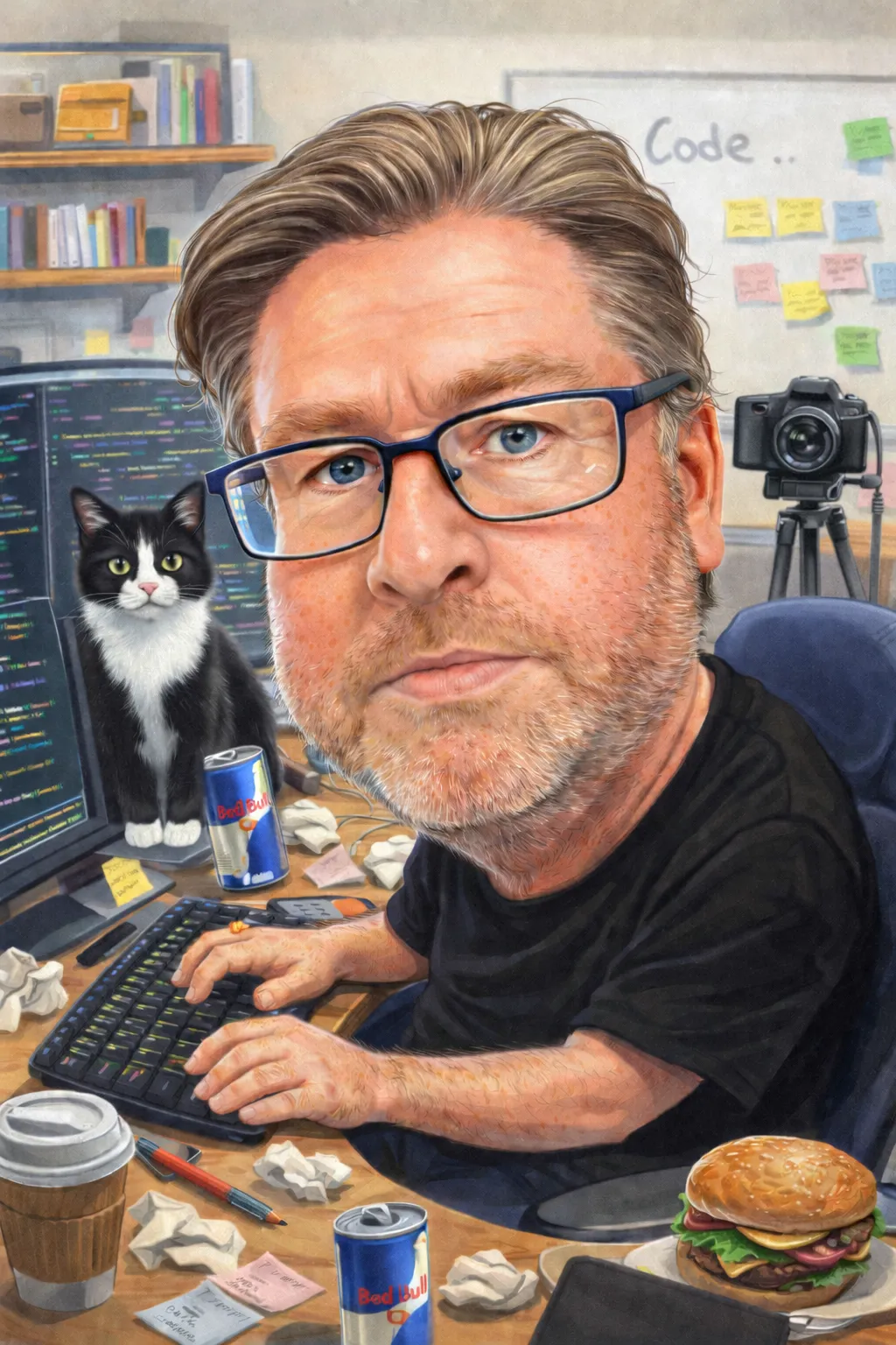 Caricature of Brett Mills