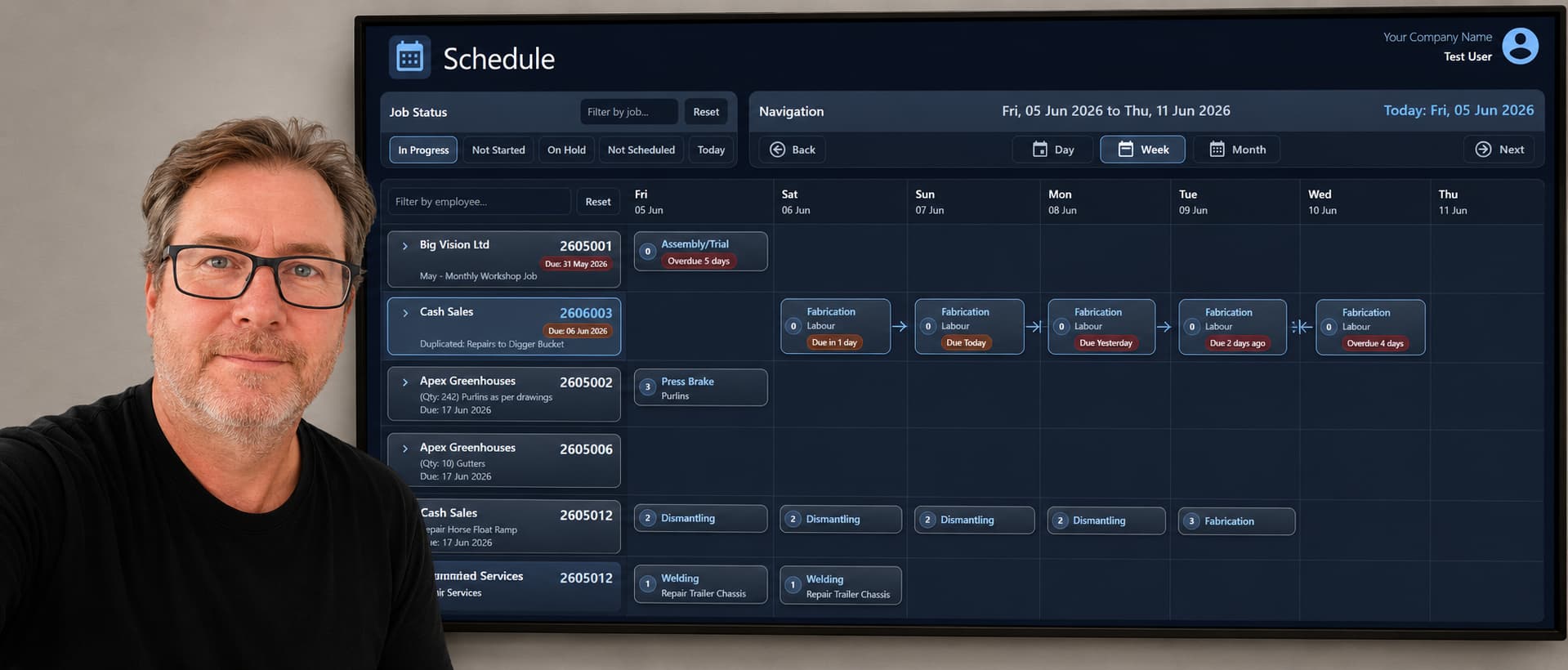 Big Vision scheduling software on screen