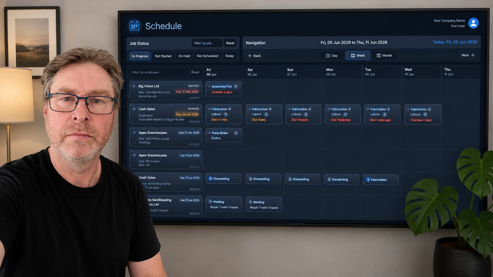 Big Vision scheduling software on screen